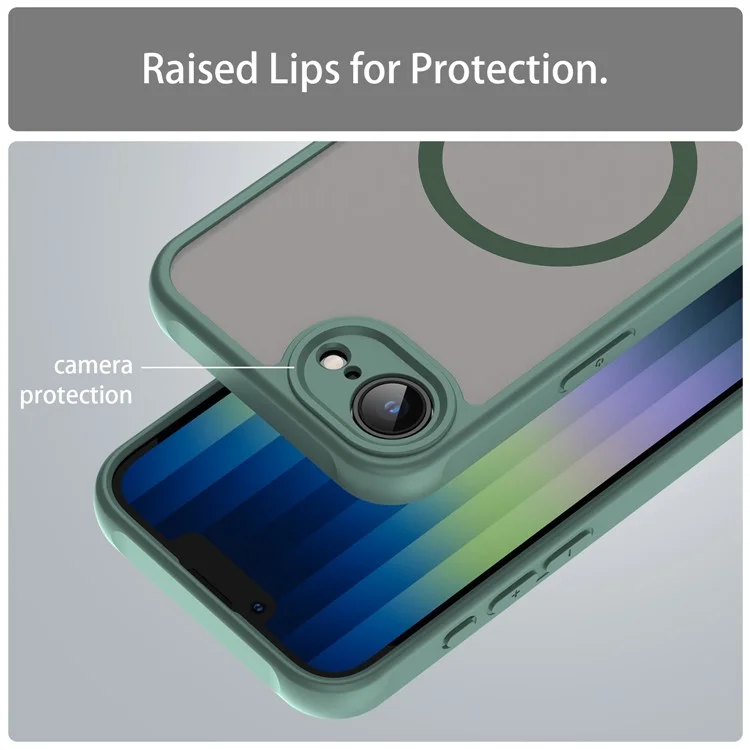For iPhone 16e Case Magnetic Anti Drop PC + TPU Phone Cover Compatible with Magsafe - Green-Cellmalls