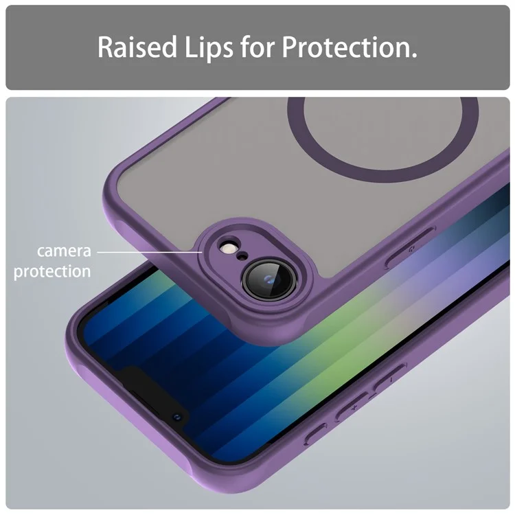For iPhone 16e Case Magnetic Anti Drop PC + TPU Phone Cover Compatible with Magsafe - Purple-Cellmalls