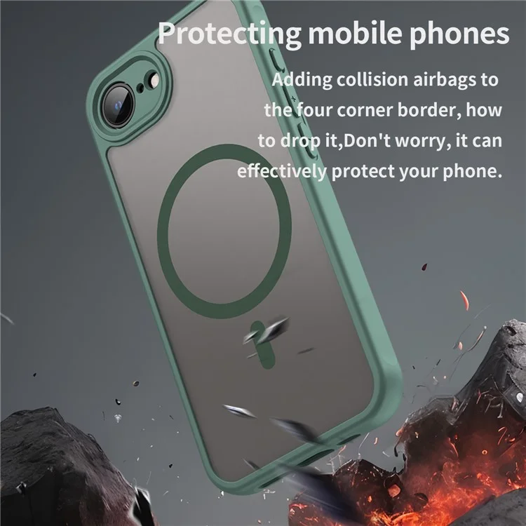 For iPhone 16e Case Magnetic Anti Drop PC + TPU Phone Cover Compatible with Magsafe - Green-Cellmalls
