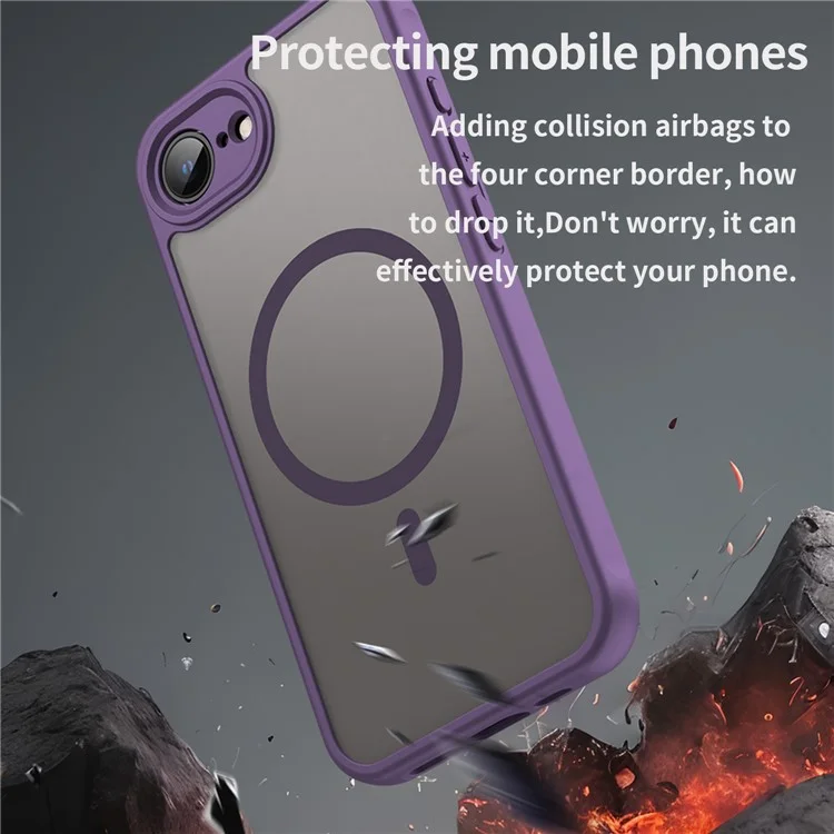 For iPhone 16e Case Magnetic Anti Drop PC + TPU Phone Cover Compatible with Magsafe - Purple-Cellmalls