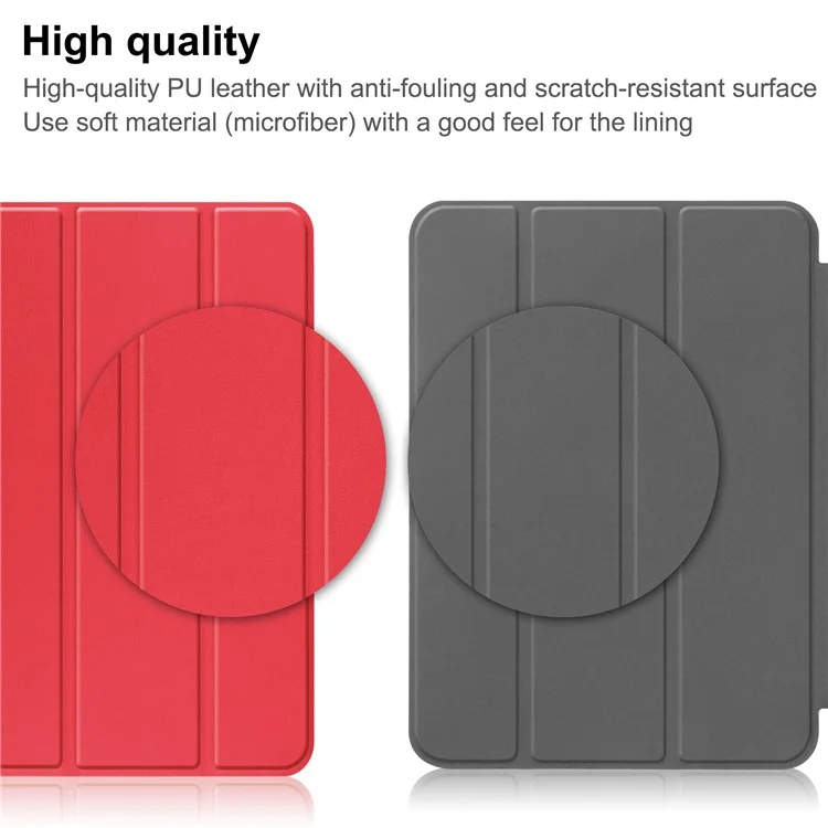 For iPad (2025) / 10.9 (2022) Stand Case Shock-Absorbent Leather Tablet Cover with Pen Slot - Red-Cellmalls