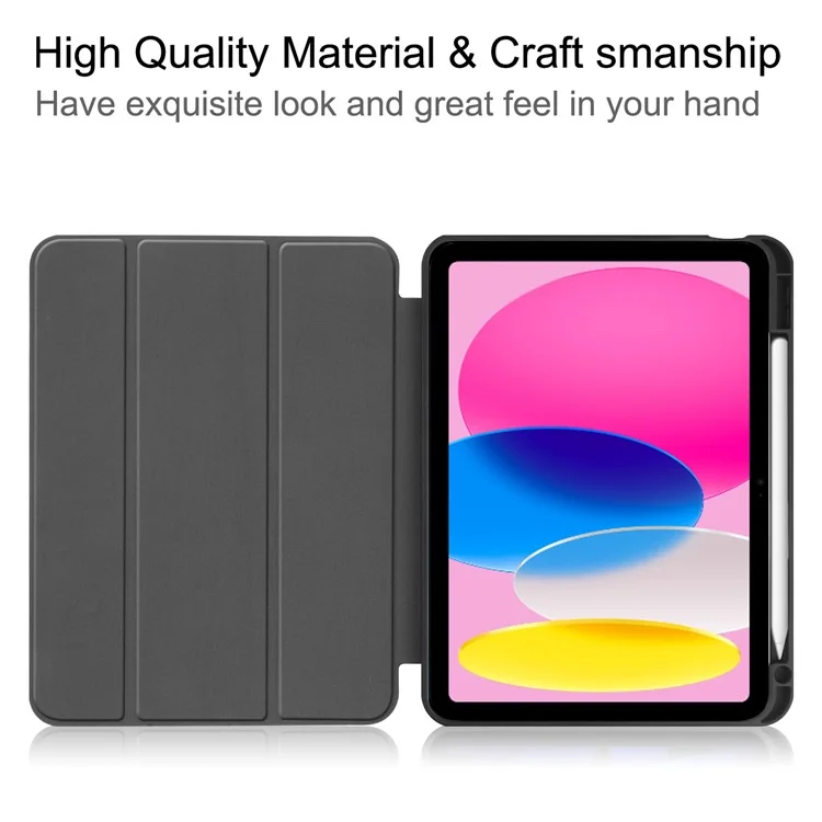 For iPad (2025) / 10.9 (2022) Stand Case Shock-Absorbent Leather Tablet Cover with Pen Slot - Red-Cellmalls