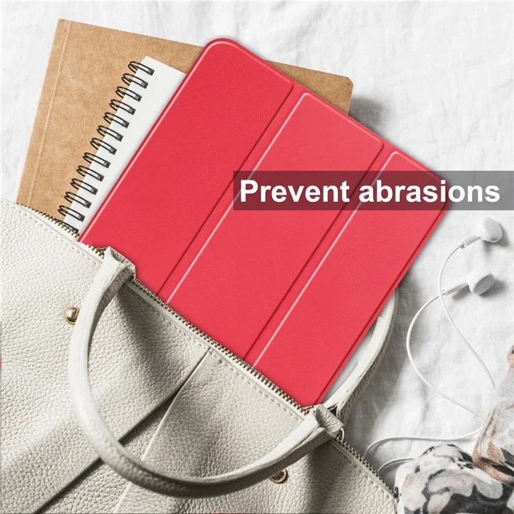 For iPad (2025) / 10.9 (2022) Stand Case Shock-Absorbent Leather Tablet Cover with Pen Slot - Red-Cellmalls