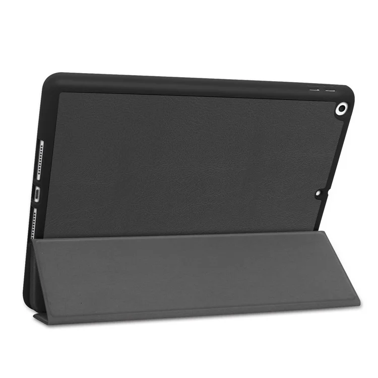 Leather Tablet Cover for iPad 10.2 (2021) / (2020) / (2019) Tri-Fold Stand Protection Case with Pen Slot - Black-Cellmalls