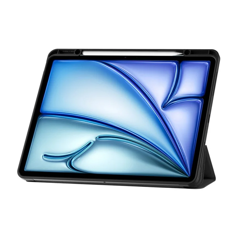 For iPad Air 13 (2025) / (2024) Stand Case Shock-Absorbent Leather Tablet Cover with Pen Slot - Black-Cellmalls