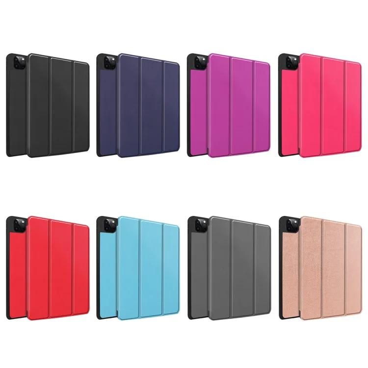 Tri-fold Leather Stand Smart Case with Pen Slot for  iPad Pro 11-inch (2022) / (2021) / (2020) / (2018) - Black-Cellmalls