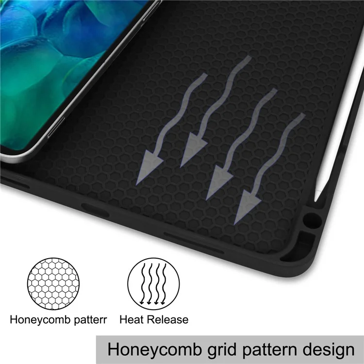 Tri-fold Leather Stand Smart Case with Pen Slot for  iPad Pro 11-inch (2022) / (2021) / (2020) / (2018) - Black-Cellmalls