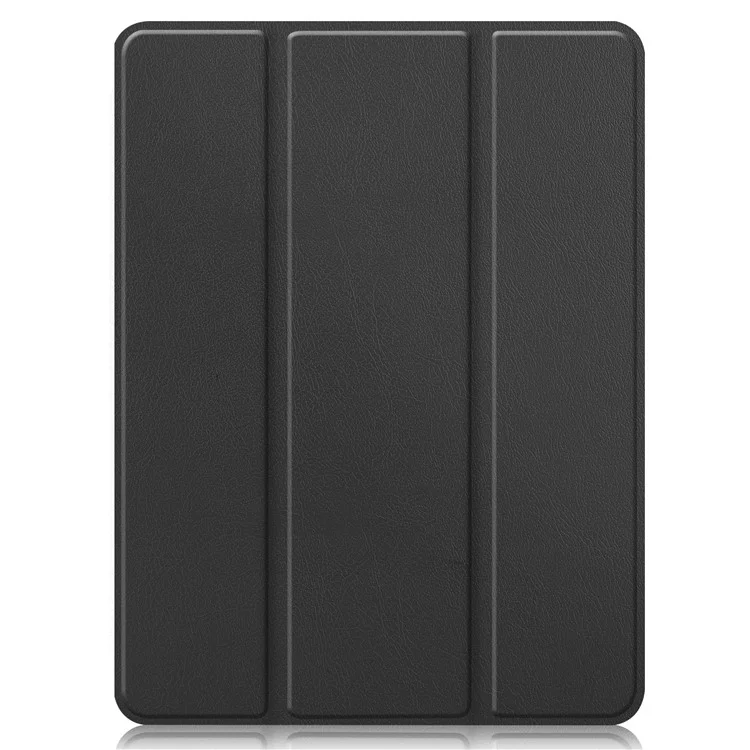 Anti-fingerprint Tri-fold Stand PU Leather Tablet Cover Smart Case with Pen Slot for Apple iPad Pro 12.9-inch (2021) - Black-Cellmalls