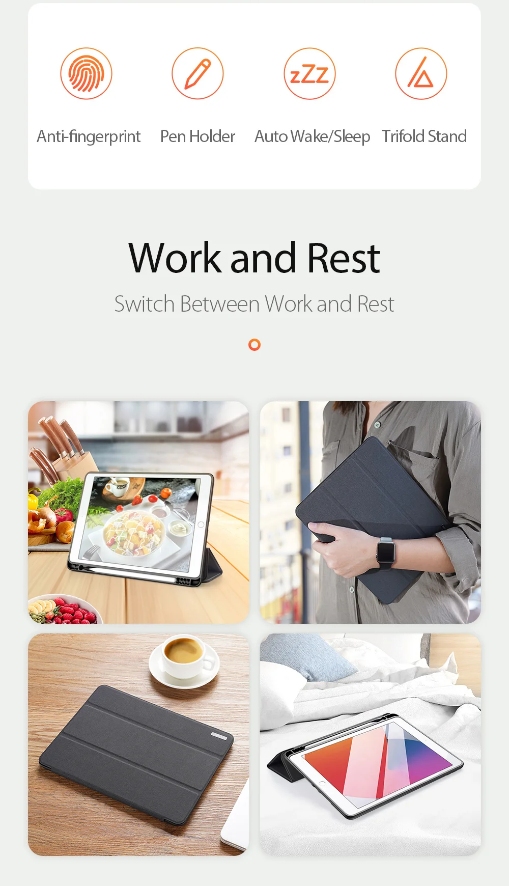 DUX DUCIS DOMO Series for iPad 10.2 (2021) / (2020) / (2019) Case Tri-Fold Stand PU Leather Smart Tablet Cover - Rose Gold-Cellmalls