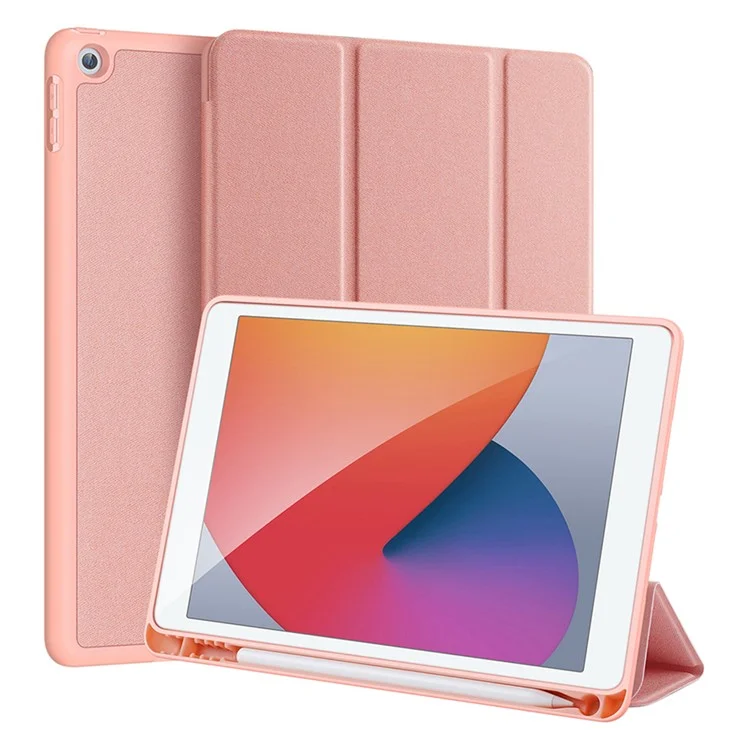 DUX DUCIS DOMO Series for iPad 10.2 (2021) / (2020) / (2019) Case Tri-Fold Stand PU Leather Smart Tablet Cover - Rose Gold-Cellmalls