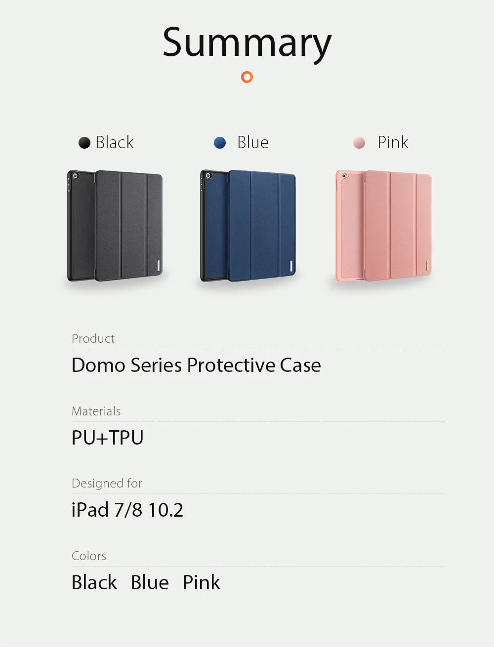 DUX DUCIS DOMO Series for iPad 10.2 (2021) / (2020) / (2019) Case Tri-Fold Stand PU Leather Smart Tablet Cover - Rose Gold-Cellmalls