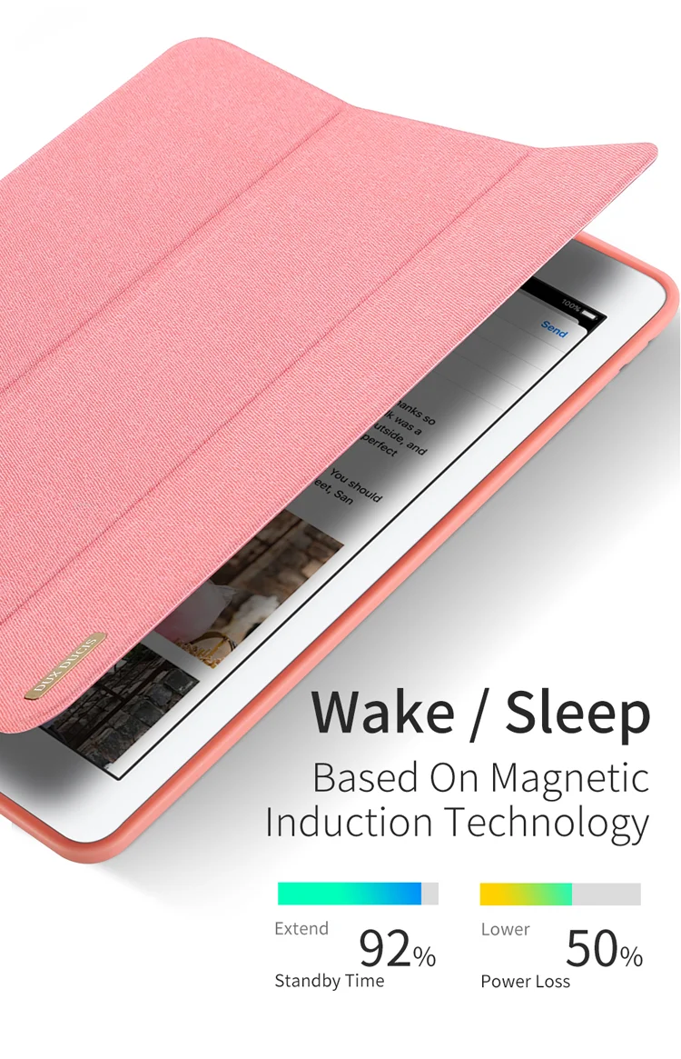 DUX DUCIS DOMO Series Tri-fold Stand PU Leather Smart Auto Wake/Sleep Cover with Pen Groove for iPad 9.7-inch (2018) / (2017) - Black-Cellmalls