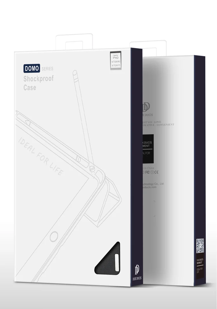 DUX DUCIS DOMO Series Tri-fold Stand PU Leather Smart Auto Wake/Sleep Cover with Pen Groove for iPad 9.7-inch (2018) / (2017) - Black-Cellmalls