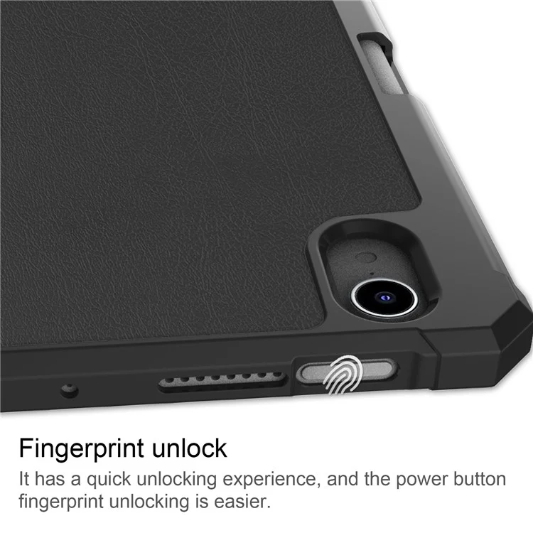 Anti-Scratch Tri-Fold Stand Shockproof PU Leather Smart Tablet Cover Protector with Pen Slot for iPad mini (2024) / mini (2021) - Black-Cellmalls