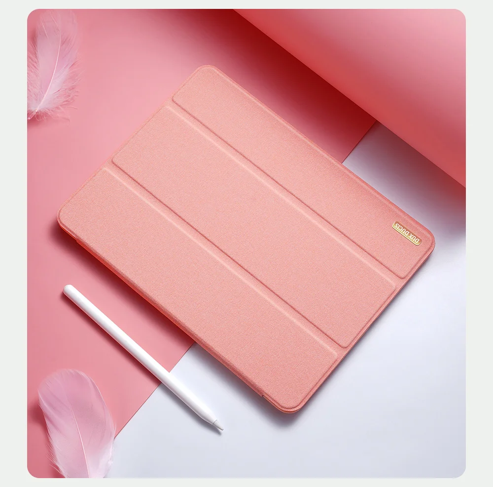 DUX DUCIS DOMO Tri-Fold Stand PU Leather Tablet Cover for iPad Air 11 (2025) / (2024) / Air (2020) / Air (2022) - Rose Gold-Cellmalls