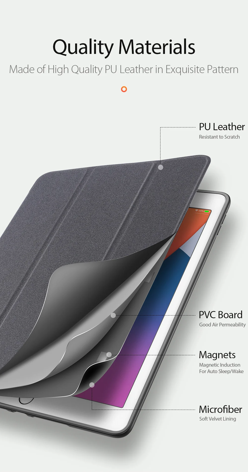 DUX DUCIS DOMO Series for iPad 10.2 (2021) / (2020) / (2019) Case Tri-Fold Stand PU Leather Smart Tablet Cover - Rose Gold-Cellmalls