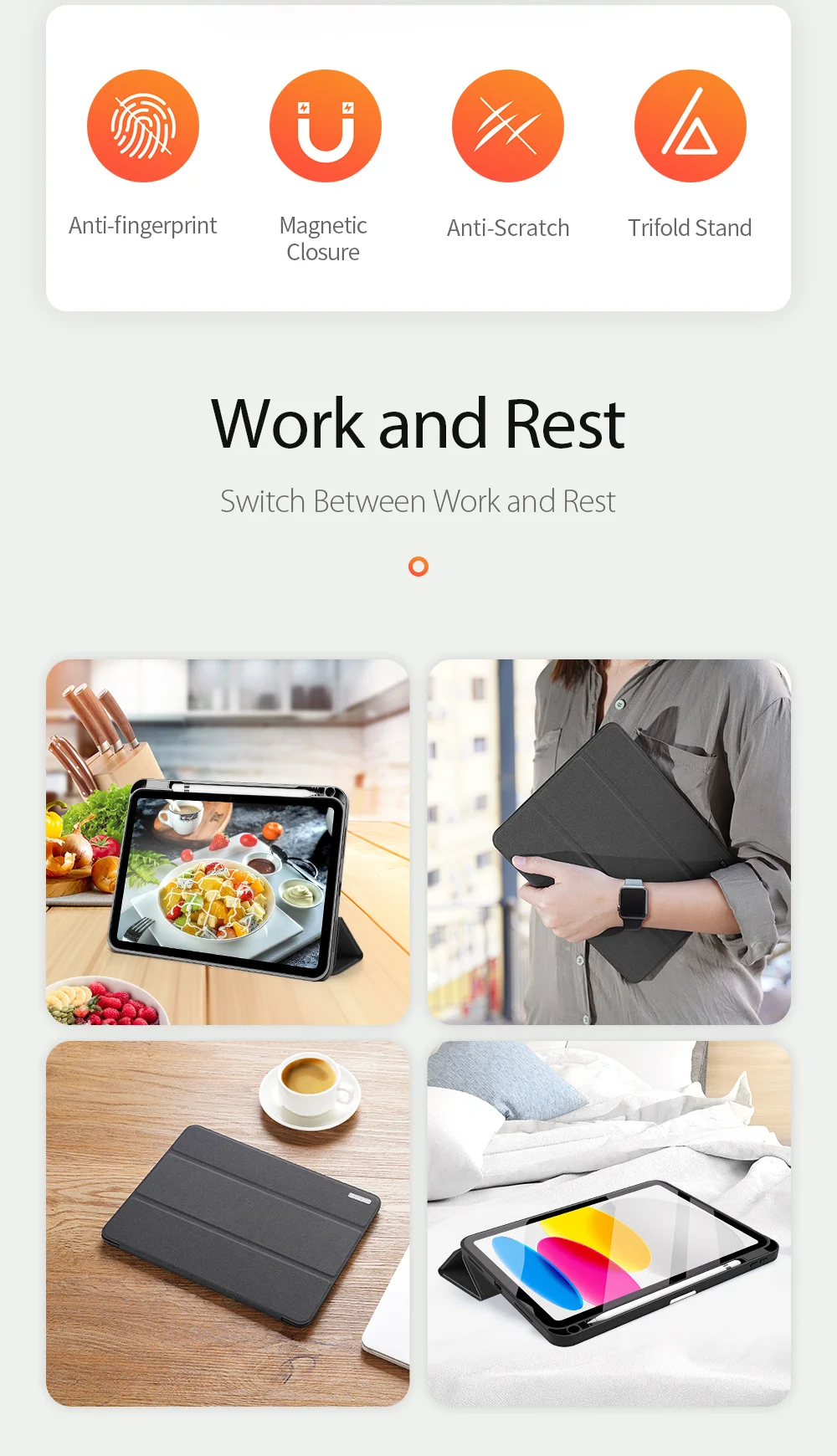 DUX DUCIS Domo Series for iPad (2025) / 10.9 (2022) Case Auto Wake / Sleep Tri-Fold Stand Leather Cover - Pink-Cellmalls