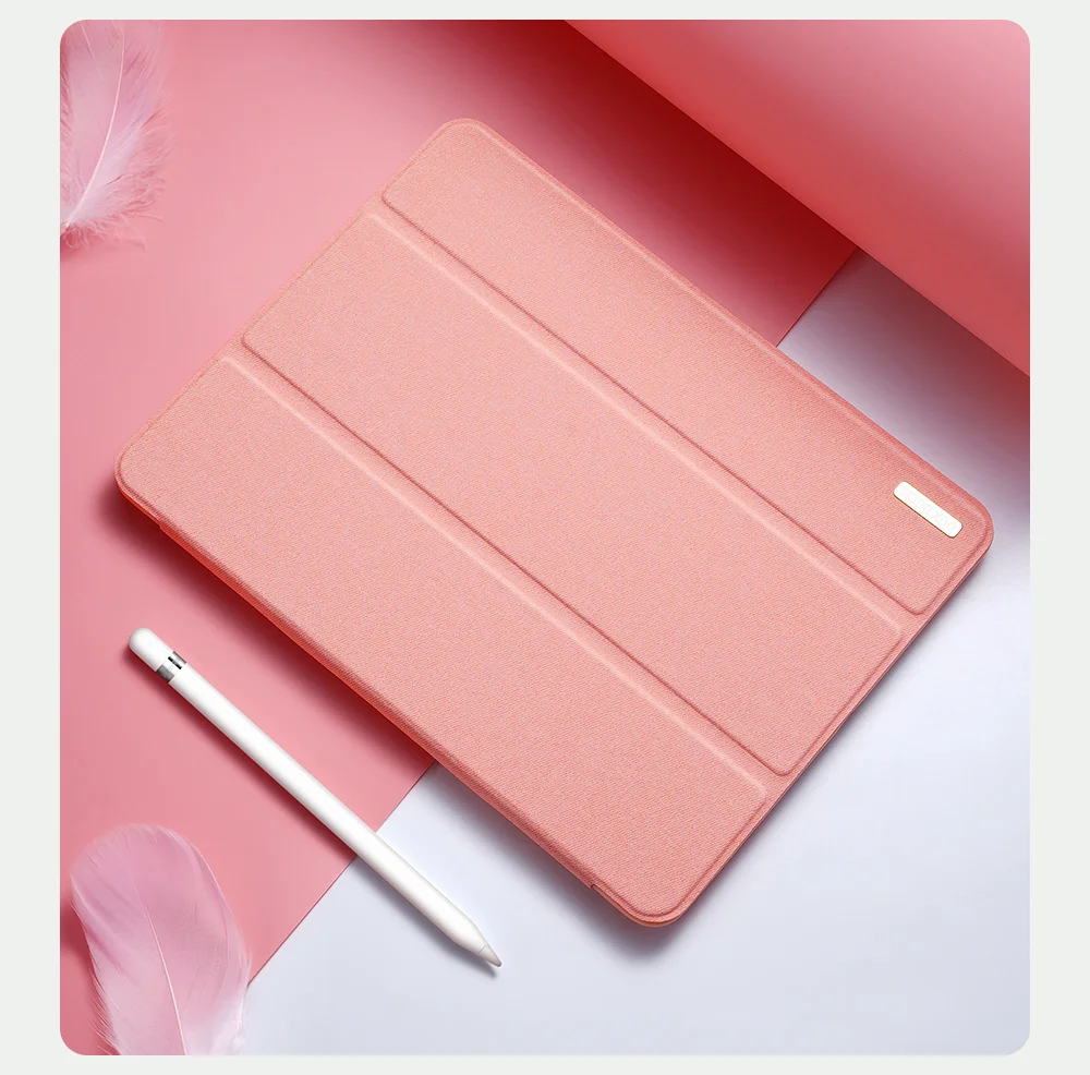 DUX DUCIS Domo Series for iPad (2025) / 10.9 (2022) Case Auto Wake / Sleep Tri-Fold Stand Leather Cover - Pink-Cellmalls