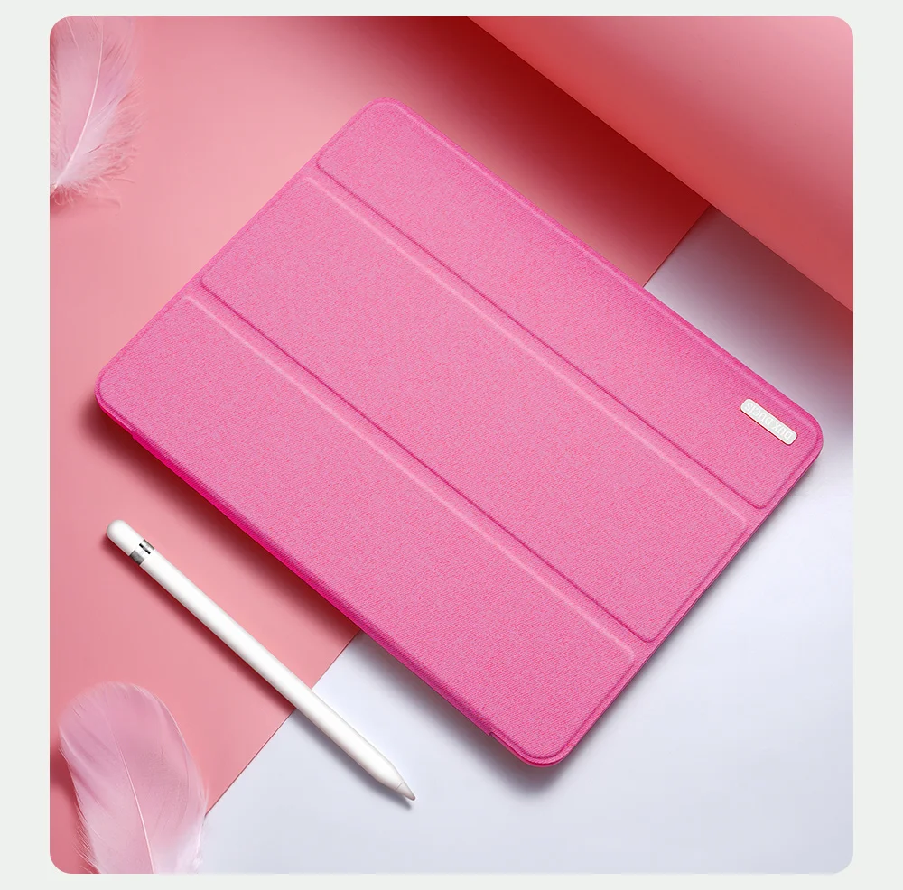DUX DUCIS Domo Series for iPad (2025) / 10.9 (2022) Case Auto Wake / Sleep Tri-Fold Stand Leather Cover - Pink-Cellmalls