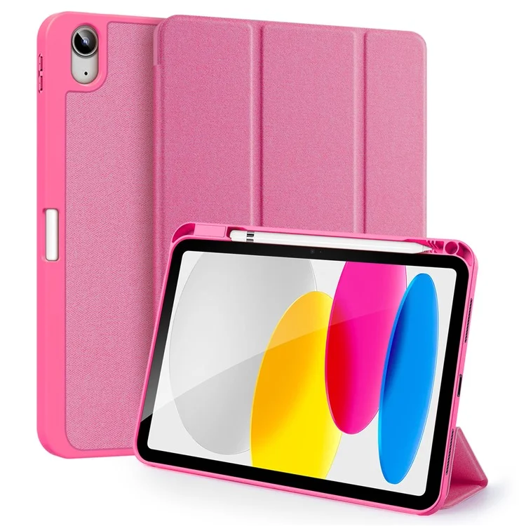 DUX DUCIS Domo Series for iPad (2025) / 10.9 (2022) Case Auto Wake / Sleep Tri-Fold Stand Leather Cover - Pink-Cellmalls
