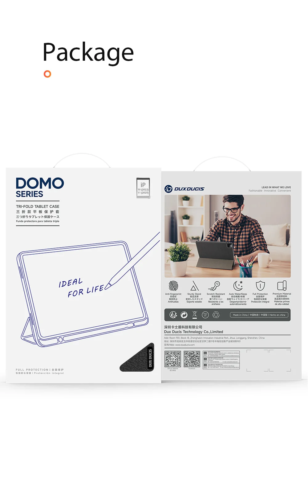 DUX DUCIS Domo Series for iPad (2025) / 10.9 (2022) Case Auto Wake / Sleep Tri-Fold Stand Leather Cover - Pink-Cellmalls