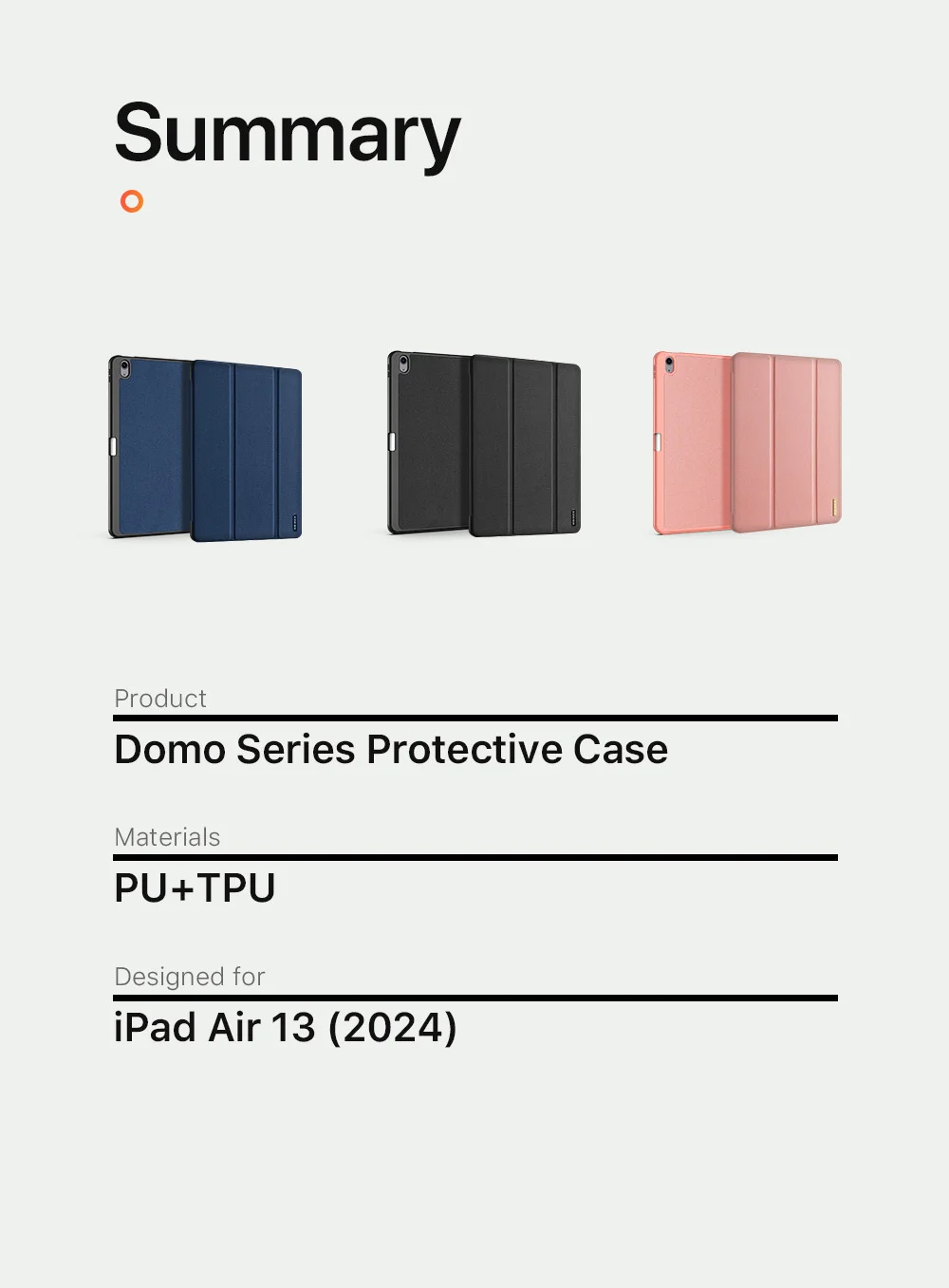 DUX DUCIS Domo Series for iPad Air 13 (2025) / (2024) Case Tri-Fold Stand Leather Smart Tablet Cover with Pencil Holder - Black-Cellmalls