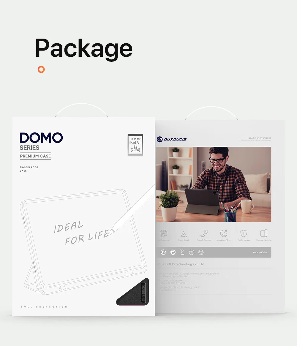 DUX DUCIS Domo Series for iPad Air 13 (2025) / (2024) Case Tri-Fold Stand Leather Smart Tablet Cover with Pencil Holder - Black-Cellmalls