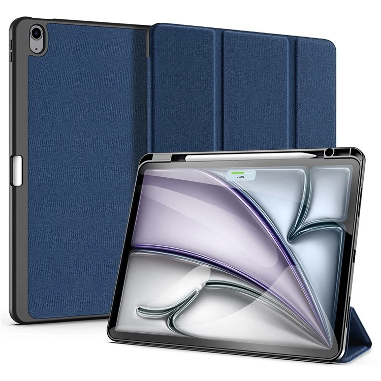 DUX DUCIS Domo Series for iPad Air 13 (2025) / (2024) Case Tri-Fold Stand Leather Smart Tablet Cover with Pencil Holder - Black-Cellmalls