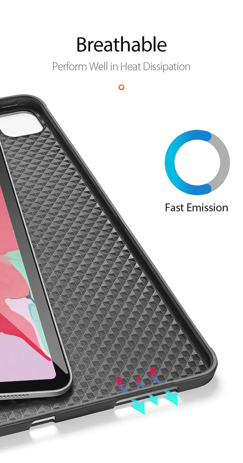 DUX DUCIS DOMO Series Microfiber Lining Tri-fold Leather Auto Sleep / Wake Tablet Cover with Pen Holder for iPad Pro 12.9 (2022) / (2021) / (2020) / (2018) - Black-Cellmalls