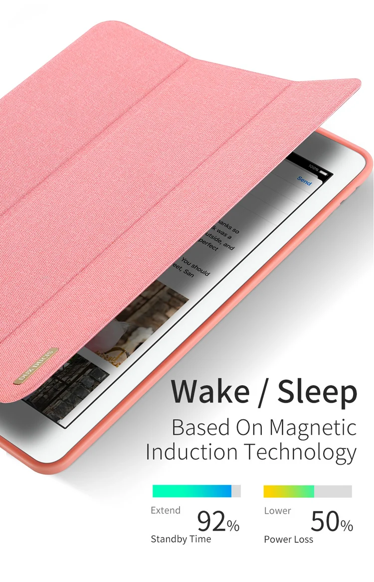 DUX DUCIS Domo Series Cloth Texture Tri-fold Stand PU Leather Smart Cover with Pen Holder for iPad Air 10.5 (2019) / Pro 10.5-inch (2017) - Black-Cellmalls