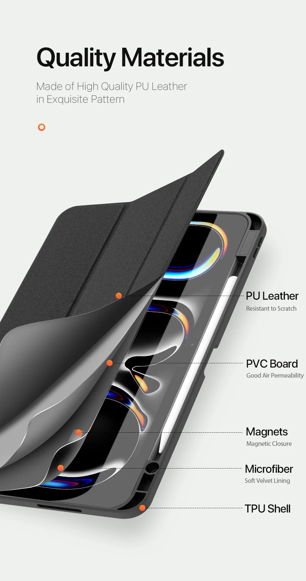 DUX DUCIS Domo Series for iPad Pro 13 (2024) Case Tri-fold Stand Auto Sleep / Wake Folio Leather Tablet Cover - Black-Cellmalls