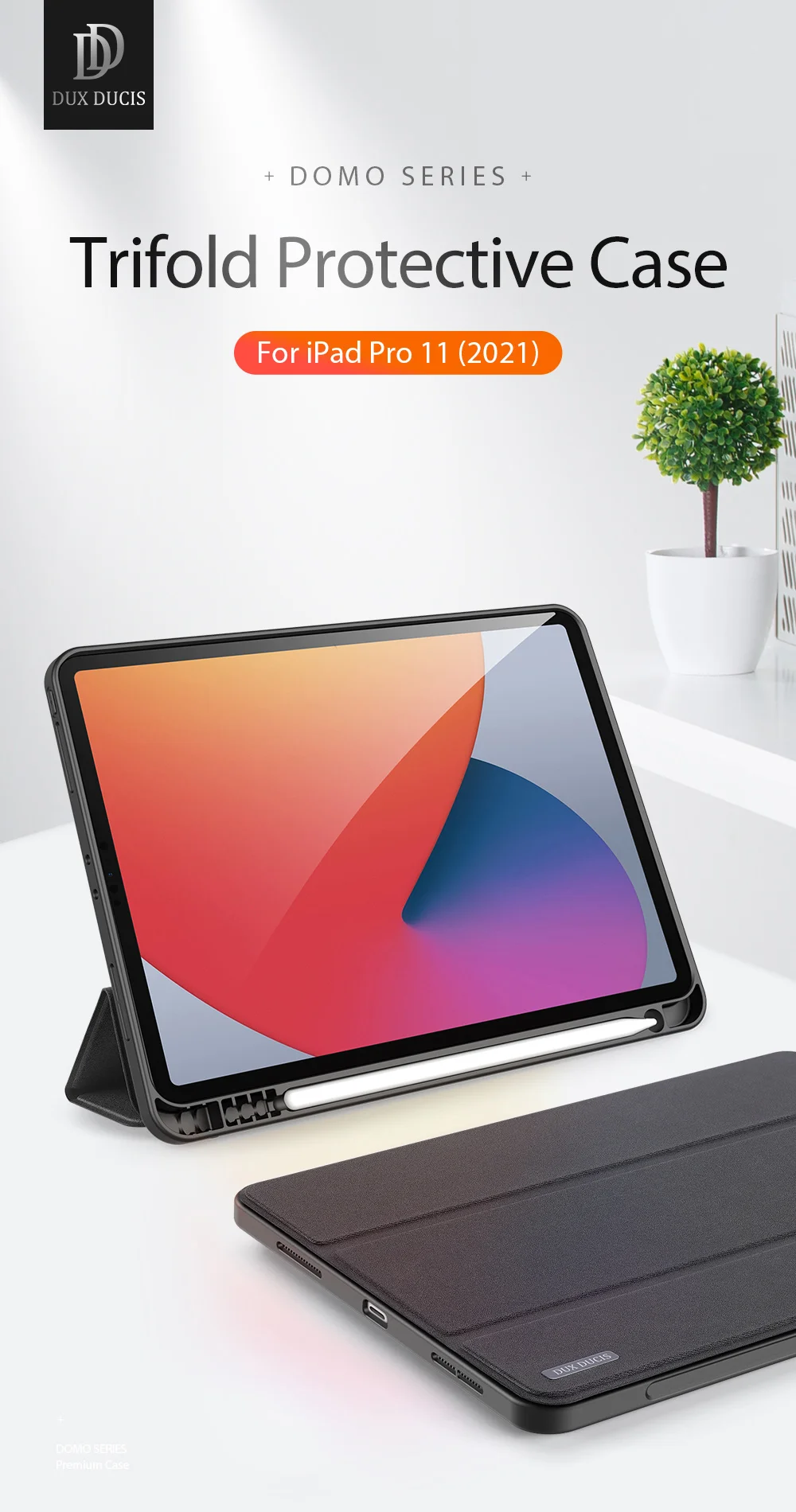 DUX DUCIS Tri-fold Stand Design Business Style Tablet Protective Case with Pen Slot for iPad Pro 11-inch (2022) / (2021) / (2020) - Pink-Cellmalls