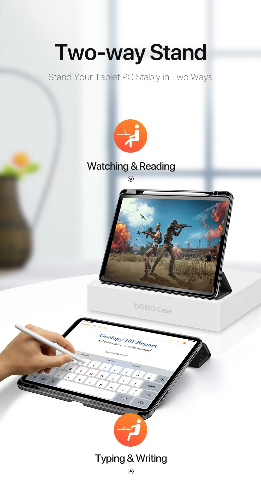 DUX DUCIS Domo Series for iPad Pro 13 (2024) Case Tri-fold Stand Auto Sleep / Wake Folio Leather Tablet Cover - Black-Cellmalls