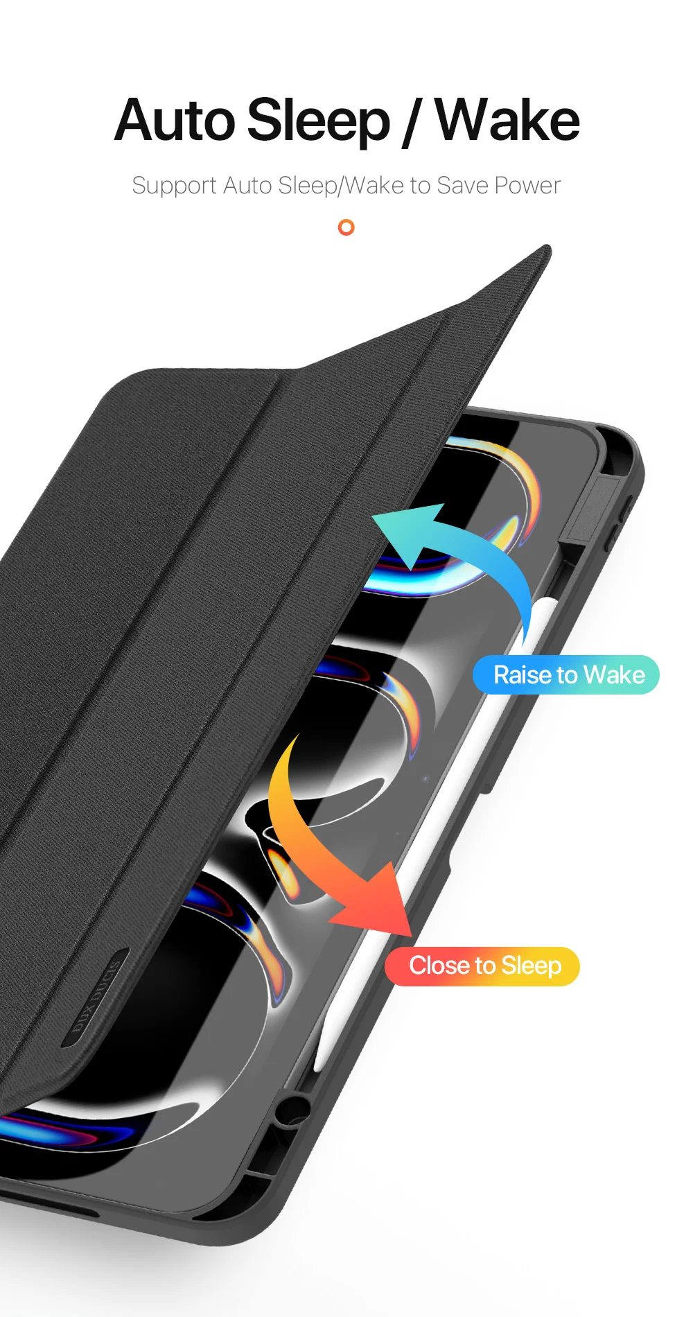 DUX DUCIS Domo Series for iPad Pro 13 (2024) Case Tri-fold Stand Auto Sleep / Wake Folio Leather Tablet Cover - Black-Cellmalls