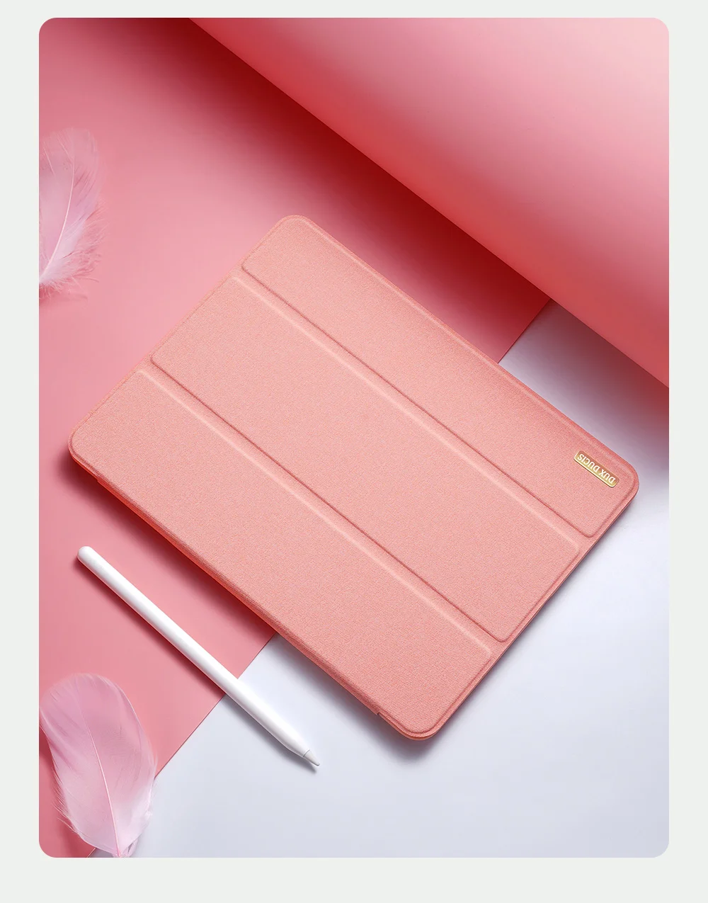 DUX DUCIS Tri-fold Stand Design Business Style Tablet Protective Case with Pen Slot for iPad Pro 11-inch (2022) / (2021) / (2020) - Pink-Cellmalls
