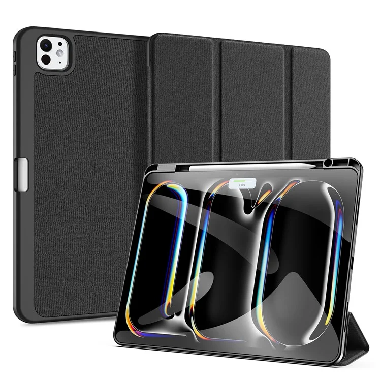 DUX DUCIS Domo Series for iPad Pro 13 (2024) Case Tri-fold Stand Auto Sleep / Wake Folio Leather Tablet Cover - Black-Cellmalls