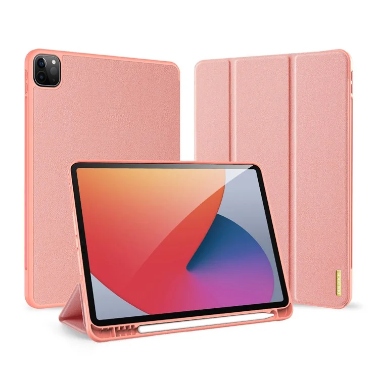 DUX DUCIS Tri-fold Stand Design Business Style Tablet Protective Case with Pen Slot for iPad Pro 11-inch (2022) / (2021) / (2020) - Pink-Cellmalls