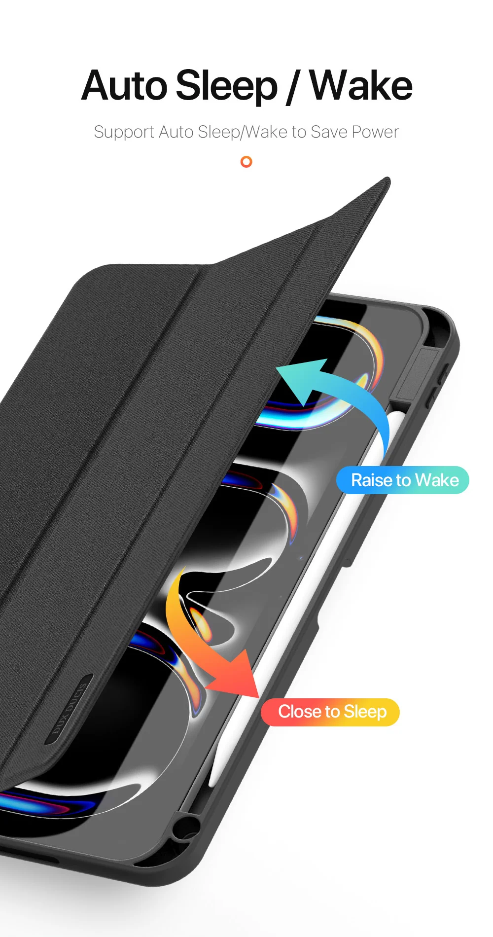 DUX DUCIS Domo Series for iPad Pro 11 (2024) Tablet Case Tri-fold Stand Leather Business Style Cover - Black-Cellmalls