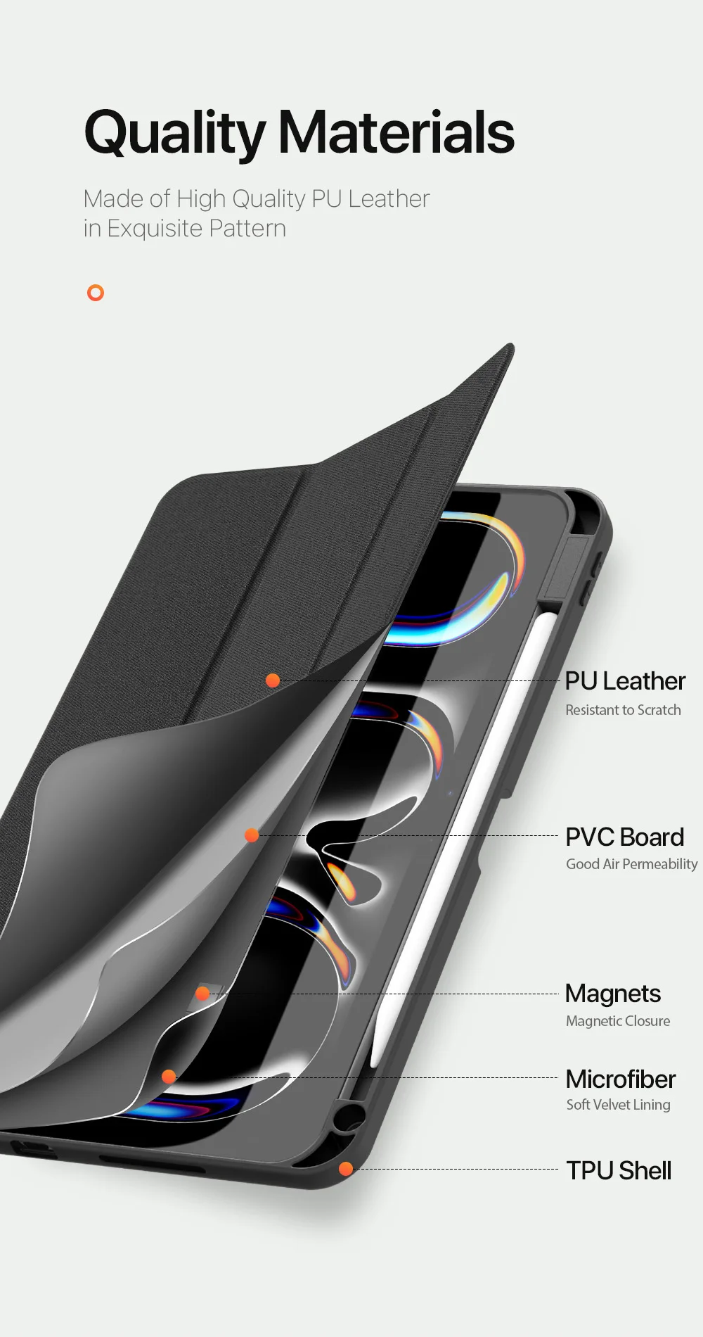 DUX DUCIS Domo Series for iPad Pro 11 (2024) Tablet Case Tri-fold Stand Leather Business Style Cover - Black-Cellmalls