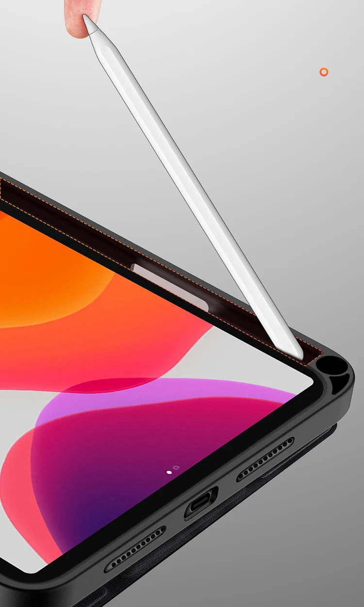 DUX DUCIS Domo Series Auto Wake / Sleep Leather Tri-Fold Stand Tablet Case with Pen Holder for iPad mini (2024) / mini (2021) - Black-Cellmalls