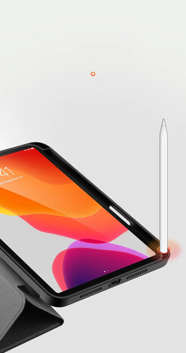 DUX DUCIS Domo Series Auto Wake / Sleep Leather Tri-Fold Stand Tablet Case with Pen Holder for iPad mini (2024) / mini (2021) - Black-Cellmalls