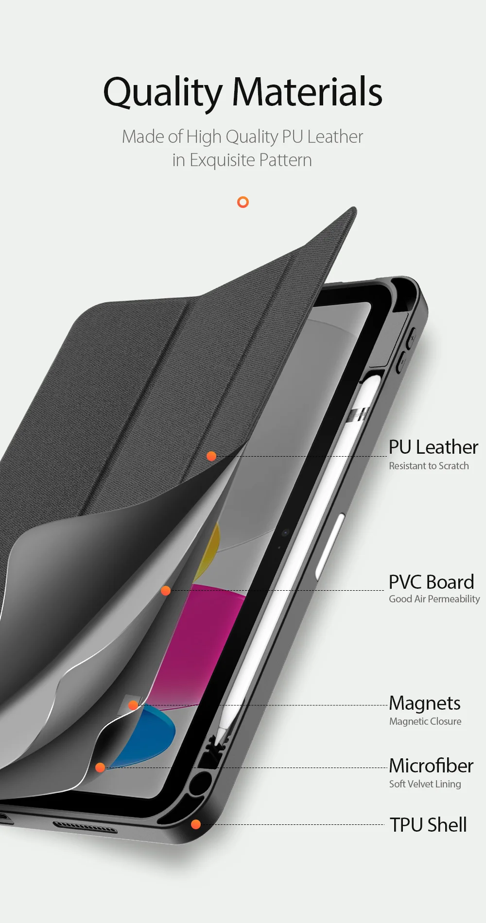 DUX DUCIS Domo Series for iPad (2025) / 10.9 (2022) Case Auto Wake / Sleep Tri-Fold Stand Leather Cover - Pink-Cellmalls