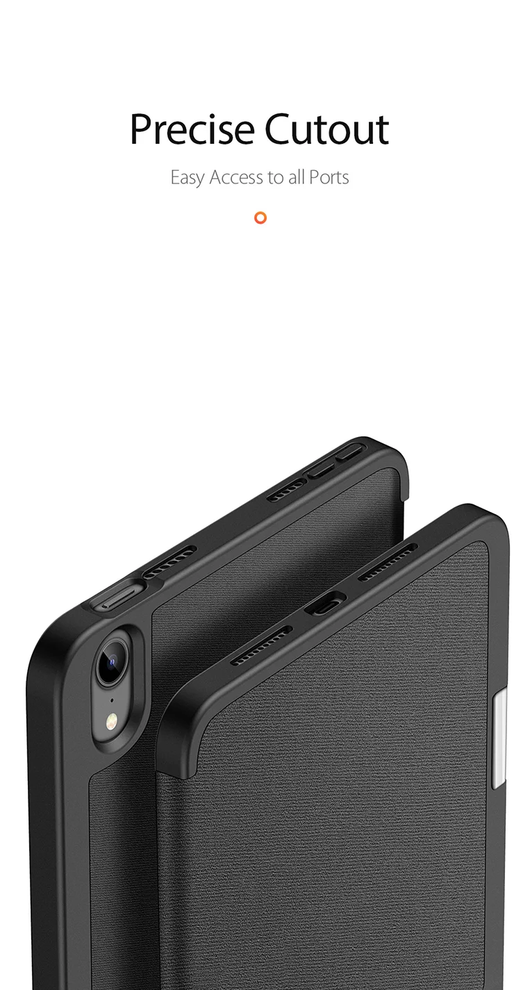DUX DUCIS Domo Series Auto Wake / Sleep Leather Tri-Fold Stand Tablet Case with Pen Holder for iPad mini (2024) / mini (2021) - Black-Cellmalls