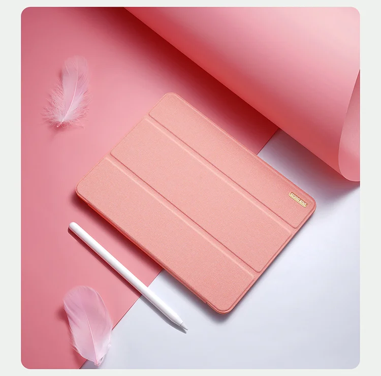 DUX DUCIS Domo Series Auto Wake / Sleep Leather Tri-Fold Stand Tablet Case with Pen Holder for iPad mini (2024) / mini (2021) - Black-Cellmalls