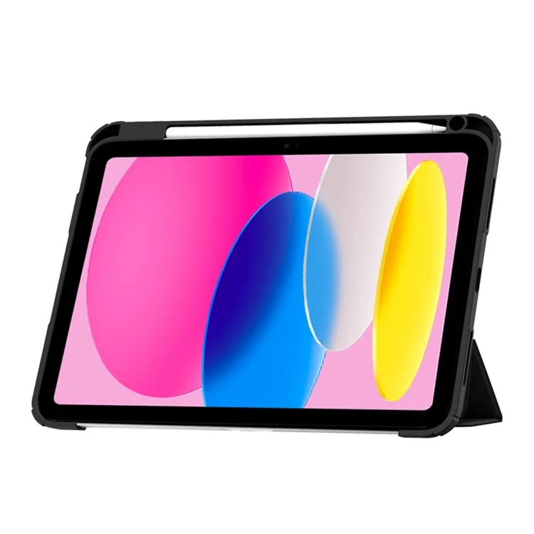 For iPad (2025) / 10.9 (2022) Case Clear Acrylic Leather Tablet Cover Support Auto Sleep / Wake - Black-Cellmalls