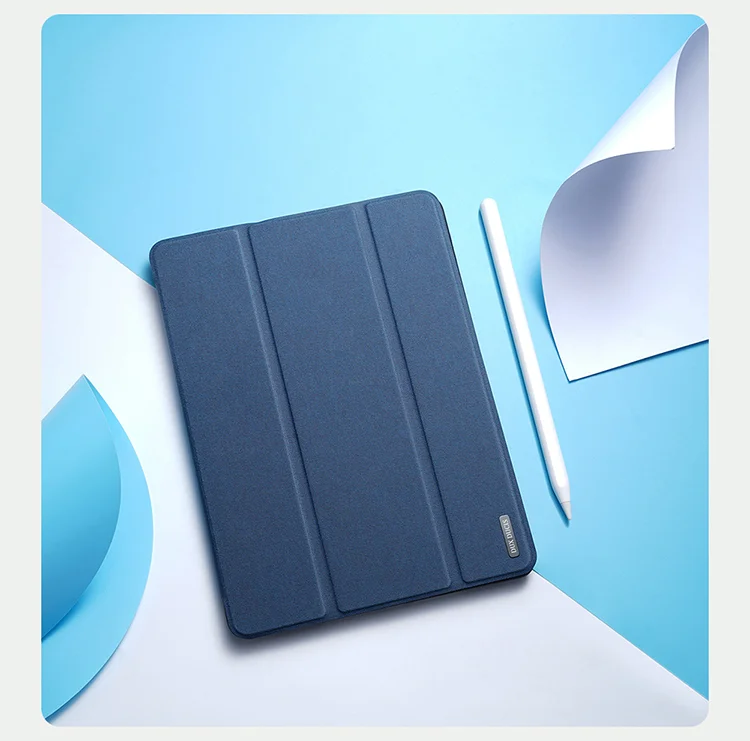 DUX DUCIS Domo Series Auto Wake / Sleep Leather Tri-Fold Stand Tablet Case with Pen Holder for iPad mini (2024) / mini (2021) - Black-Cellmalls