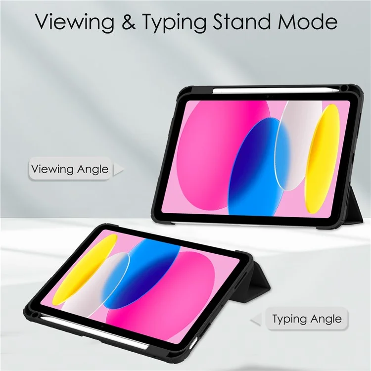 For iPad (2025) / 10.9 (2022) Case Clear Acrylic Leather Tablet Cover Support Auto Sleep / Wake - Black-Cellmalls