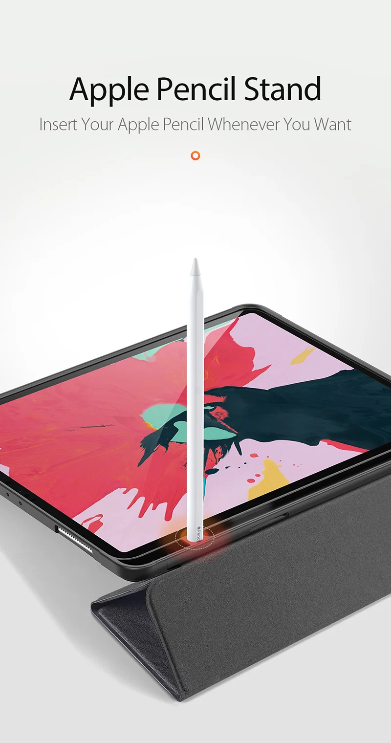 DUX DUCIS DOMO Series Microfiber Lining Tri-fold Leather Auto Sleep / Wake Tablet Cover with Pen Holder for iPad Pro 12.9 (2022) / (2021) / (2020) / (2018) - Black-Cellmalls