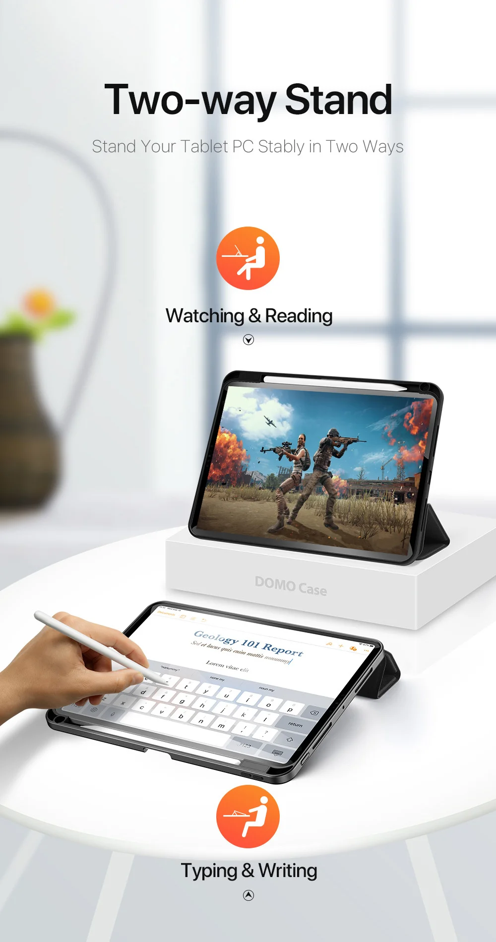 DUX DUCIS Domo Series for iPad Pro 11 (2024) Tablet Case Tri-fold Stand Leather Business Style Cover - Black-Cellmalls