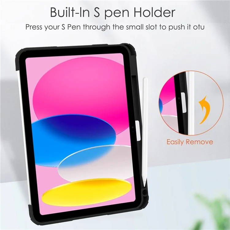 For iPad (2025) / 10.9 (2022) Case Clear Acrylic Leather Tablet Cover Support Auto Sleep / Wake - Black-Cellmalls